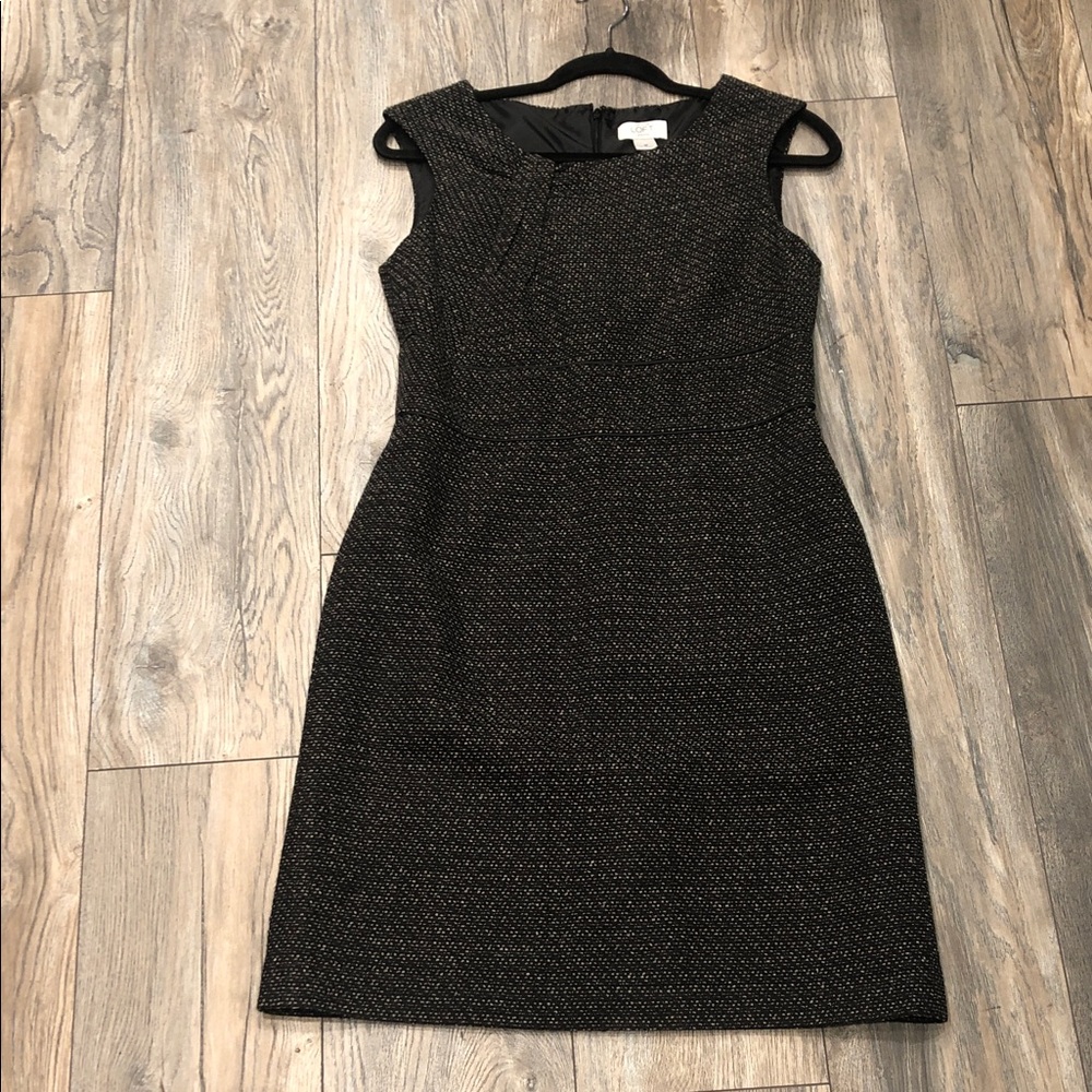 LOFT Black Textured Mini Dress